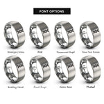 font options for inside engraving on silver alpha helix rings