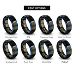 font options for inside engraving on gunmetal & blue alpha helix rings