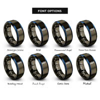 font options for inside engraving on gunmetal & blue alpha helix rings