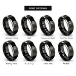 font options for inside engraving on black & grey alpine bridge river rings