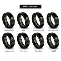 font options for inside engraving on black alpine bridge river rings