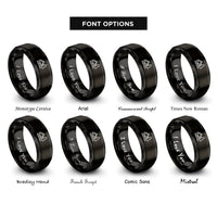 font options for inside engraving on black alpine cabin rings