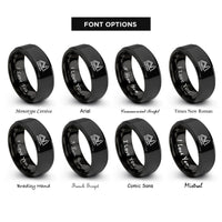 font options for inside engraving on black alpine cabin rings
