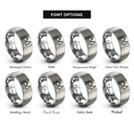 font options for inside engraving on gray alpine cabin rings