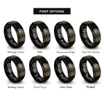 font options for inside engraving on gunmetal & black alpine cabin rings