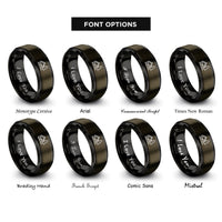 font options for inside engraving on gunmetal & black alpine cabin rings