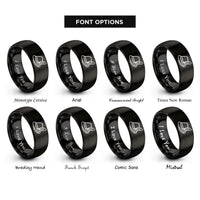 font options for inside engraving on black alpine hat feather rings