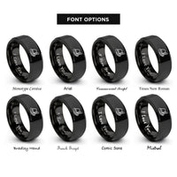 font options for inside engraving on black alpine hat feather rings