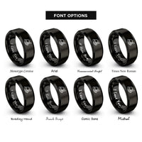 font options for inside engraving on black alpine hat feather rings