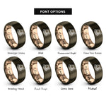 font options for inside engraving on gunmetal & rose gold alpine hat feather rings