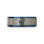 customized rings for her – blue & grey tungsten atp molecule wedding band