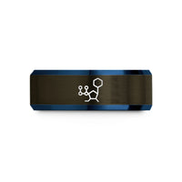 unique promise rings her – gunmetal & blue tungsten atp molecule wedding band