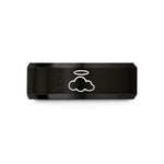 customized rings for her – black tungsten cloud halo wedding band
