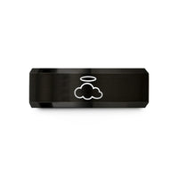 customized rings for her – black tungsten cloud halo wedding band