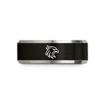 stylish rings for couples – black & gray tungsten phoenix wedding band