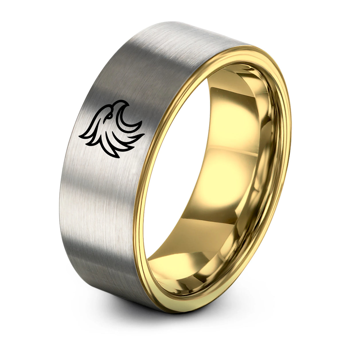 Alternative Engagement Rings for Women – gold & grey tungsten phoenix ring