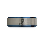 non traditional wedding rings – black & blue & grey tungsten safety line wedding band