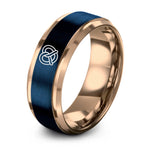 Alternative Wedding Rings for Women – blue & rose gold tungsten soft pretzel ring