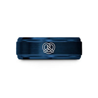 modern wedding bands – blue tungsten soft pretzel wedding band