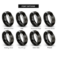font options for inside engraving on black & silver altimeter dial rings