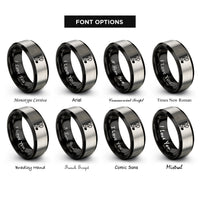 font options for inside engraving on black & grey alto clef rings