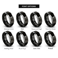 font options for inside engraving on black & silver alto saxophone rings