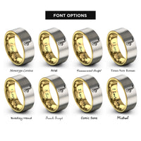 font options for inside engraving on gold & silver alto saxophone rings