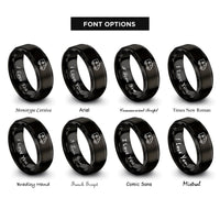 font options for inside engraving on black ambulance rings