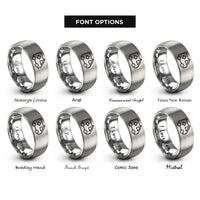 font options for inside engraving on grey ambulance van rings