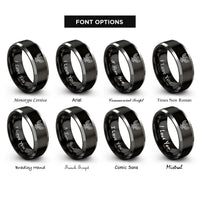 font options for inside engraving on black & grey american eagle rings
