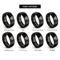 font options for inside engraving on black american eagle rings