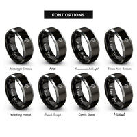 font options for inside engraving on black & silver american football goalpost rings
