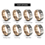 font options for inside engraving on rose gold & grey american guinea pig rings