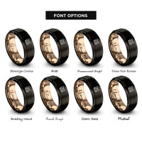 font options for inside engraving on black & rose gold american shorthair rings