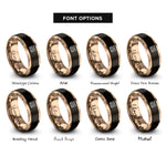 font options for inside engraving on black & rose gold american shorthair rings