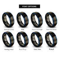 font options for inside engraving on gunmetal & blue amide conh2 rings