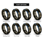 font options for inside engraving on gunmetal & blue amide conh2 rings