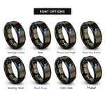 font options for inside engraving on gunmetal & blue amine nh2 rings