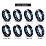 font options for inside engraving on blue & gray amoeba rings