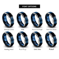 font options for inside engraving on blue & gray amoeba rings