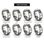 font options for inside engraving on grey amoeba rings