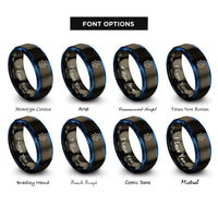 font options for inside engraving on gunmetal & blue amoeba rings