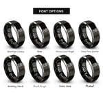font options for inside engraving on black & grey amp lightning rings