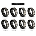 font options for inside engraving on black & silver ampersand flourish rings