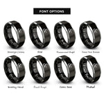 font options for inside engraving on black & silver ampersand flourish rings
