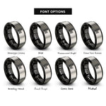 font options for inside engraving on black & silver ams rings