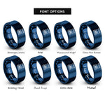font options for inside engraving on blue analytical balance rings