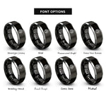 font options for inside engraving on black & grey anarchy symbol rings