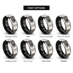 font options for inside engraving on black & grey anarchy symbol rings