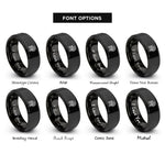 font options for inside engraving on black anatomical half skull rings